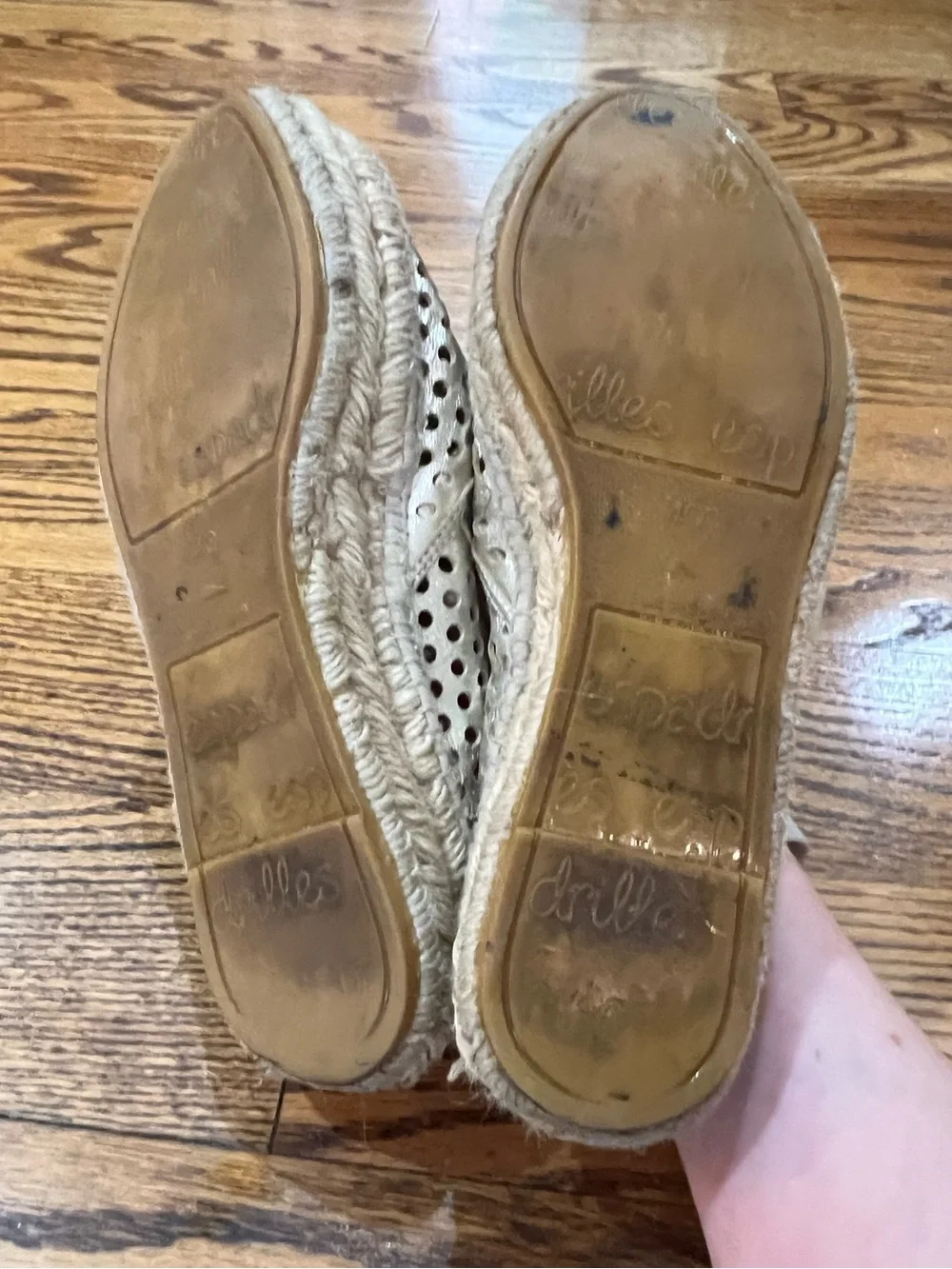 Loeffler Randall Rowan Leather Platform Espadrilles Sz 40 Gold Quiet Luxury